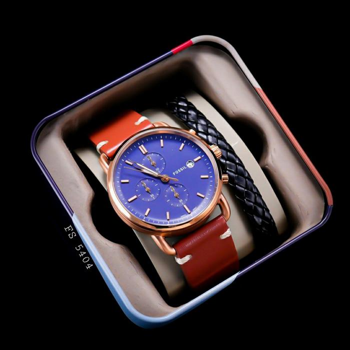 Jam Tangan Pria Fossil FS 5504 5476 5404 5402 Fullset Free Gelang Ori