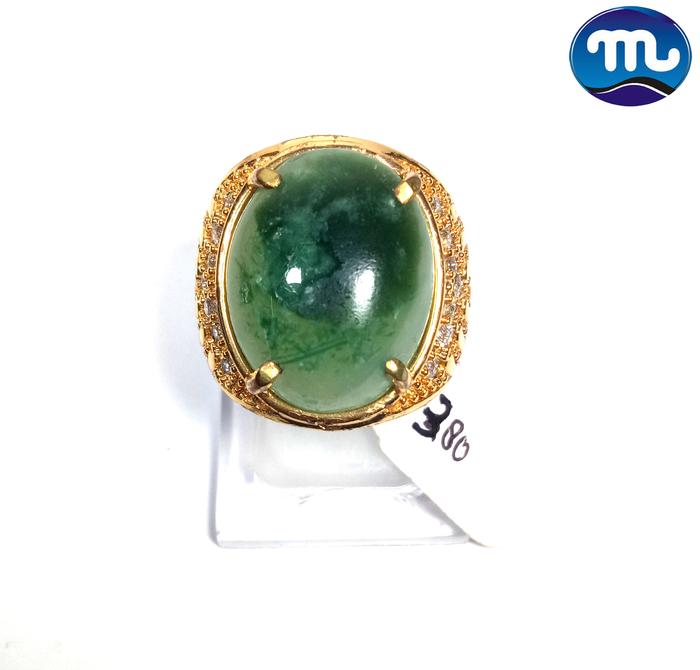 Cincin Pria - Batu Chrome Chalcedony - Kalsedon Krum CN-411
