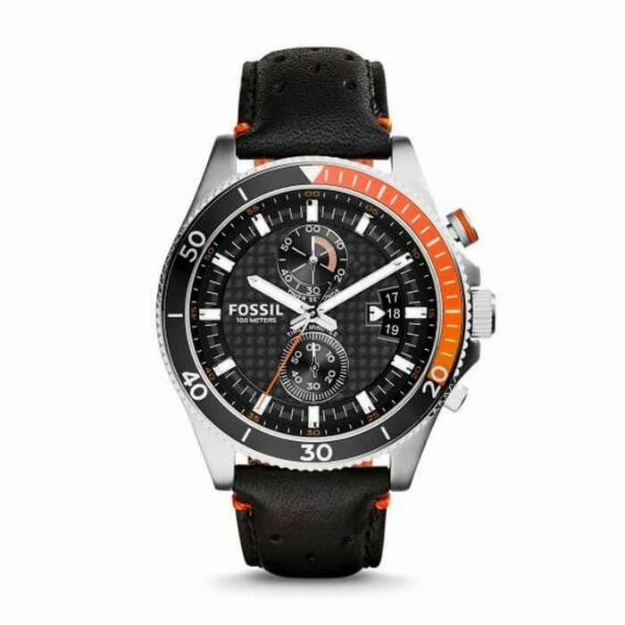 Jam Tangan Pria Fos sil Original Ch2953 Wakefield Chrono Leather Black