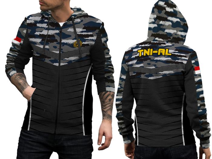 JS - Jaket Zipper Pria TNI AD AL AU FullPrint / Jaket TNI Original