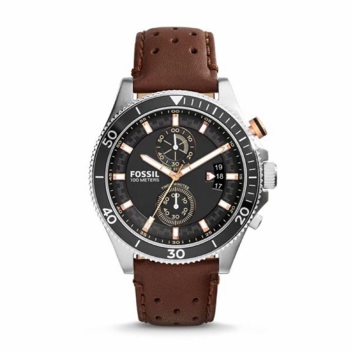 Jam Tangan Pria Fos sil Original Ch2944 Wakefield Chronograph Leather