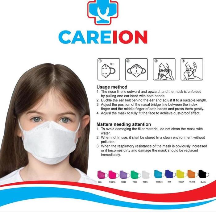 MASKER KF94 isi 10pcs CAREION RAINBOW ANAK MASKER KOREA WARNA KF 94