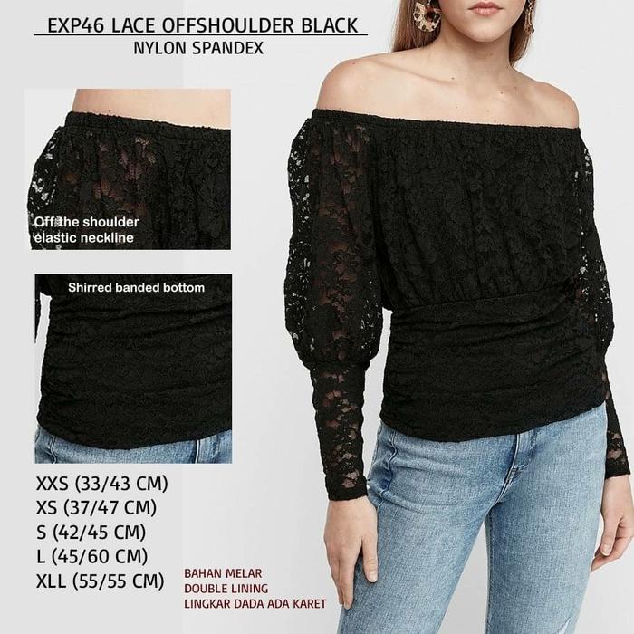 Blouse Express Lace Offshoulder Black EXP46