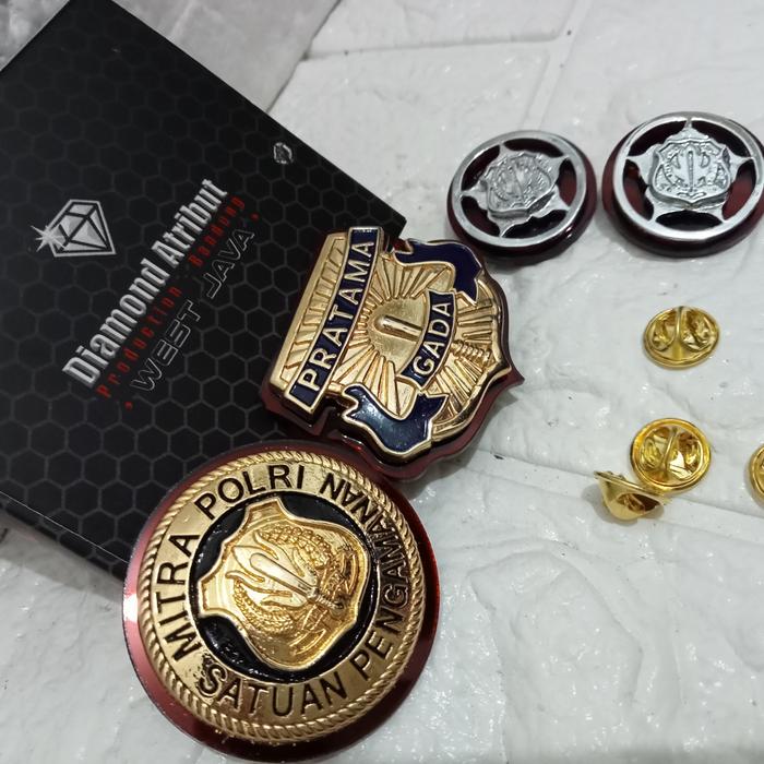 Set murah Pin gada pertama pin mitra polri monogram satpam crome