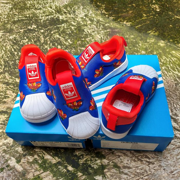 ADIDAS SUPERSTAR 360 KIDS (Original Resmi) - BLUE/WHITE/RED