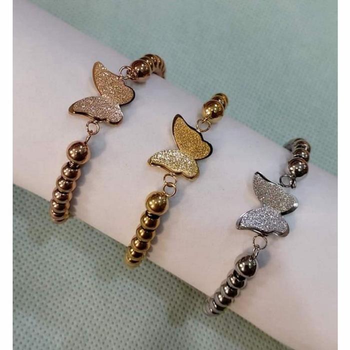Gelang Serut Kupu-kupu Asli Besi Putih Yg divariasi