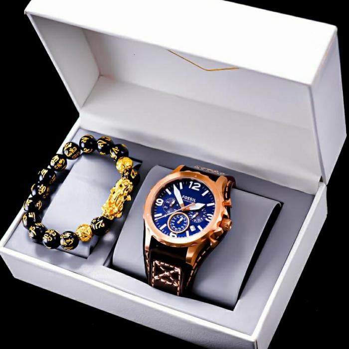 Jam Tangan Pria Fossil JR 1505 1495 Fullset Free Gelang Original 45mm