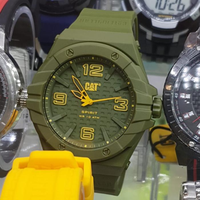 JAM TANGAN PRIA CATERPILLAR CAT LE.111.28.838 GREEN RUBBER ORIGINAAL