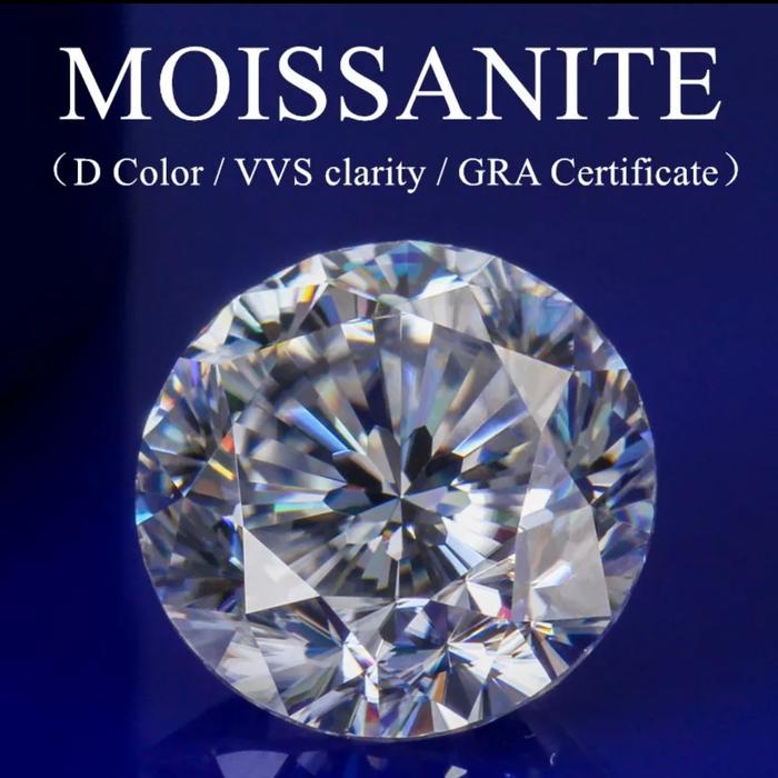 GENUINE Permata 1Crt 6,5 mm Moissanite VVS1 Diamond-D Colour Memo GRA