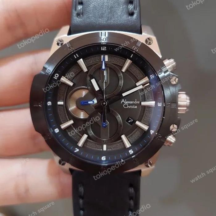 Jam Tangan Alexandre Christie Pria Original AC6587 Black Silver