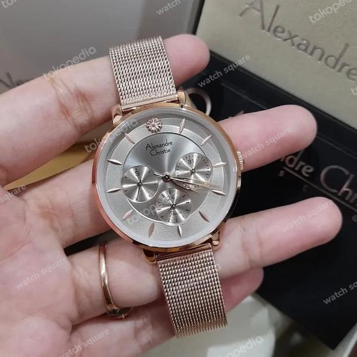 Jam Tangan Alexandre Christie Wanita Original AC2959 Rosegold Grey