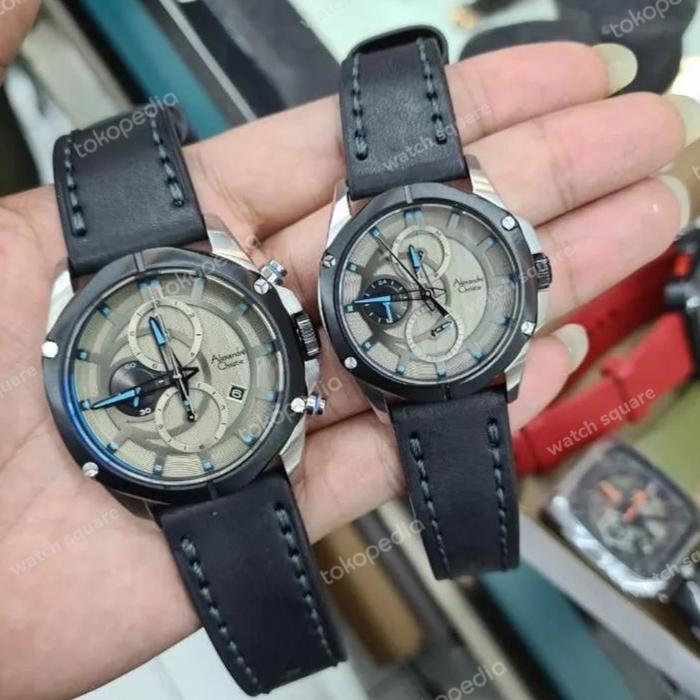 Jam Tangan Alexandre Christie Couple Original AC6589 Black Silver
