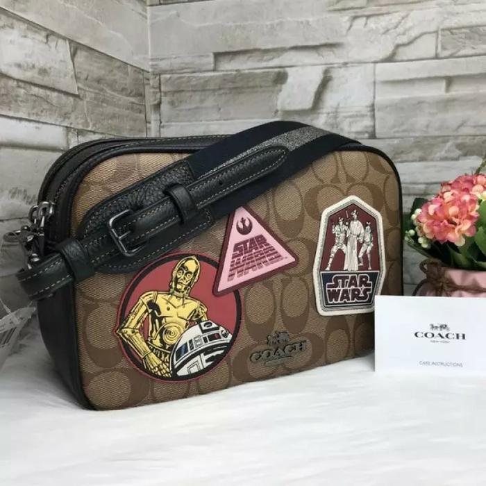 tas coach star wars jes crossbody bag signature khaki black