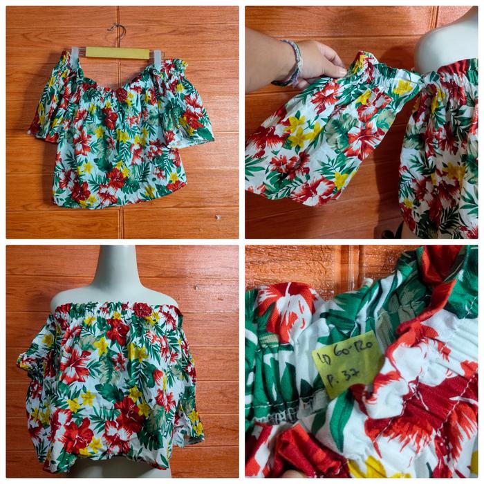 Preloved blouse sabrina bunga