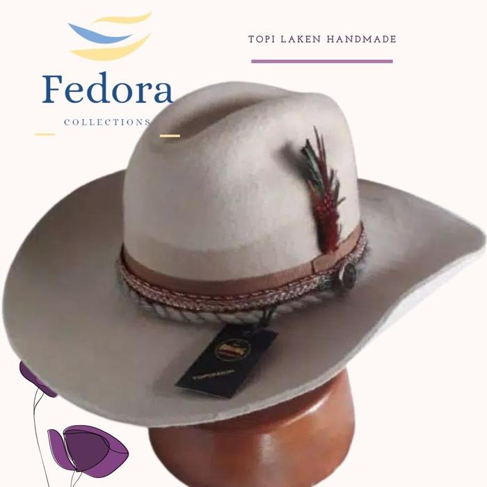 topi fedora hat koboi lebar