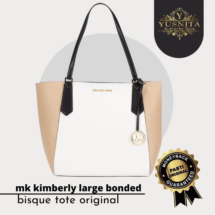 tas wanita michael kors mk kimberly large bonded tote bisque original