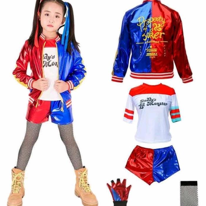 kostum halloween, kostum anak harley quinn, kostum dance, kpop