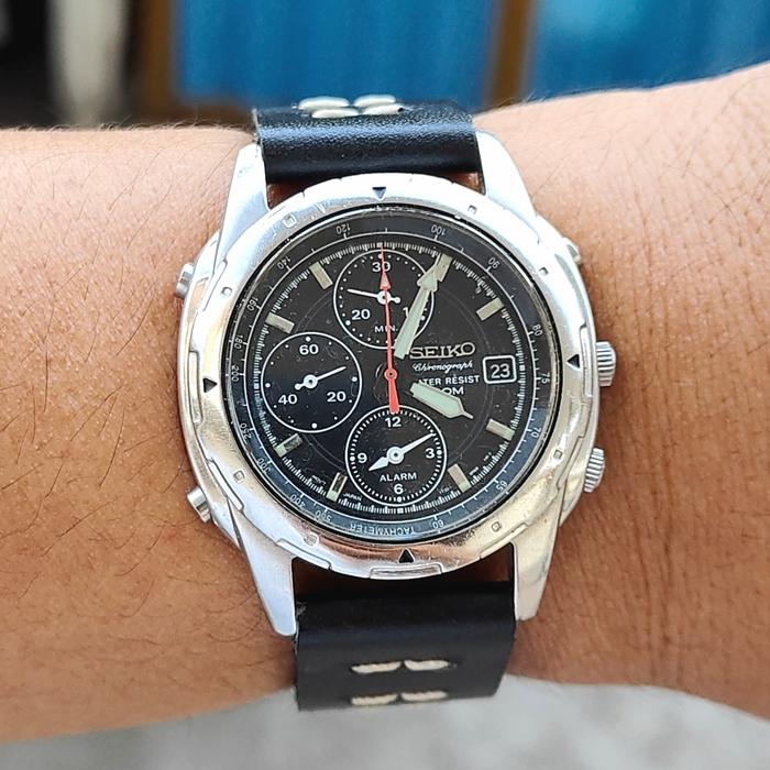 Jam SEIKO Chronograph Alarm Battery ORIGINAL