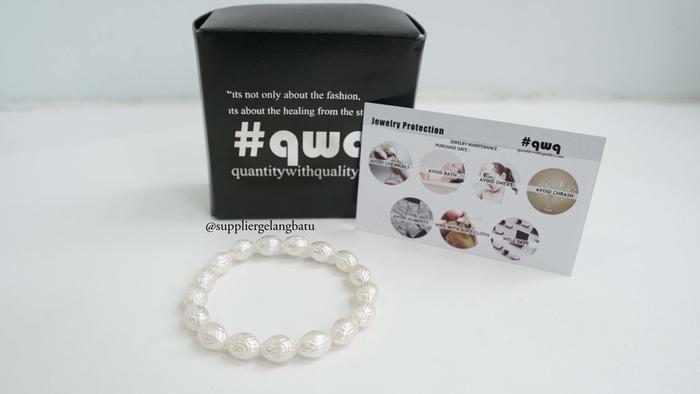 GELANG Mutiara Sintetis TELUR PASKAH 10MM WHITE PEARL bingkisan cantik
