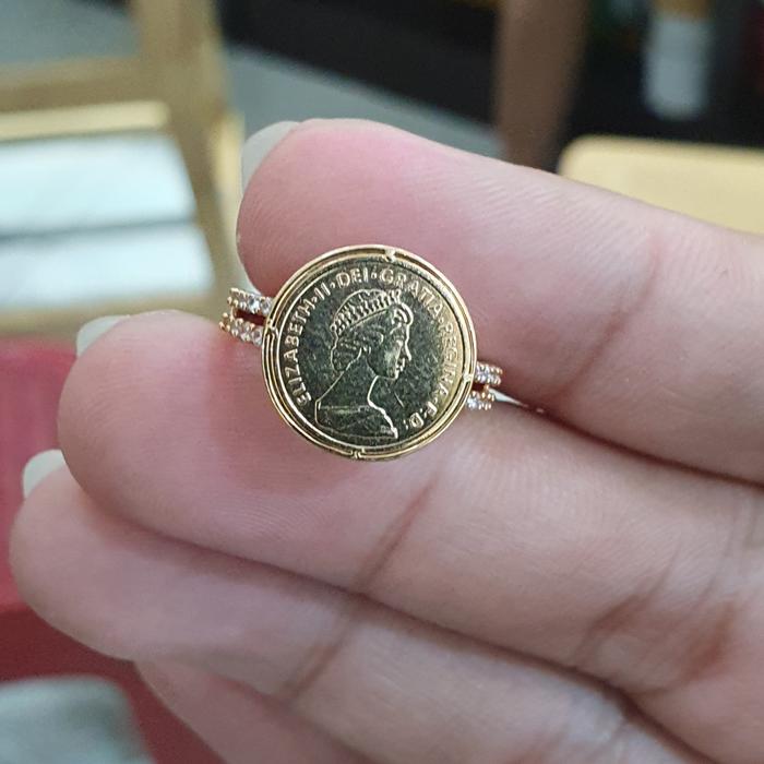 Cincin koin elisabeth list mata cakep emas 700