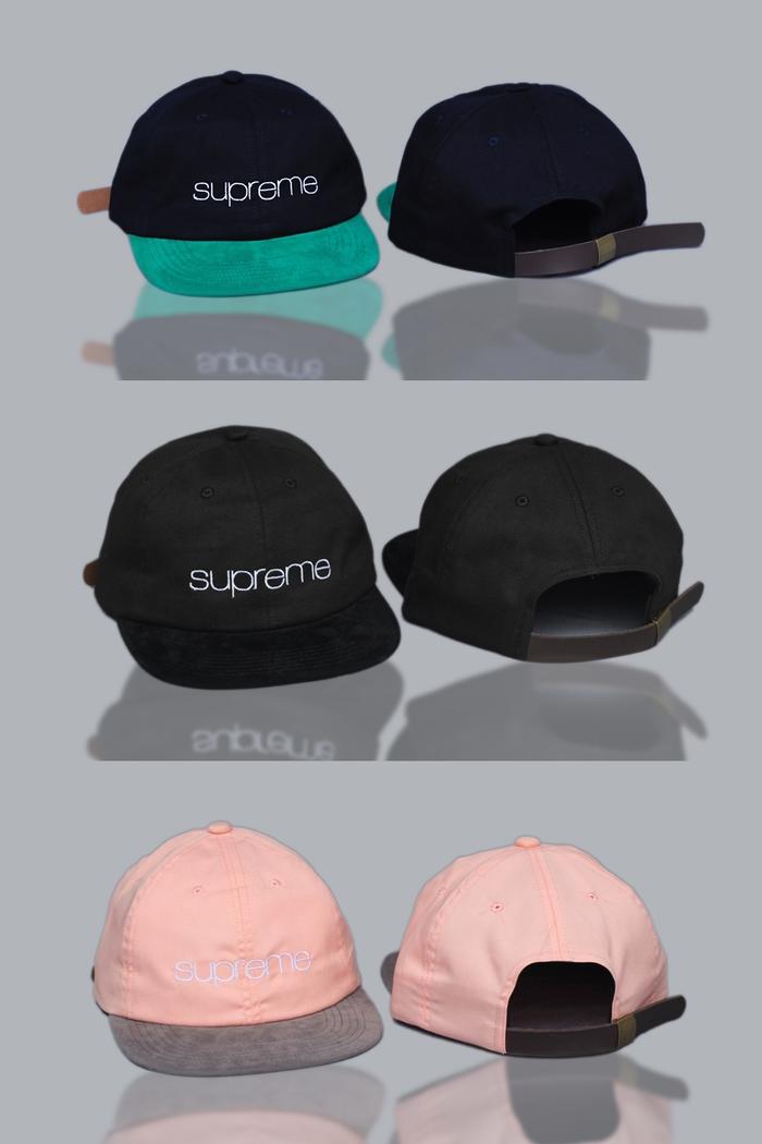 Topi Pria Supreme Font Six Panel Strapback Cap High Quality