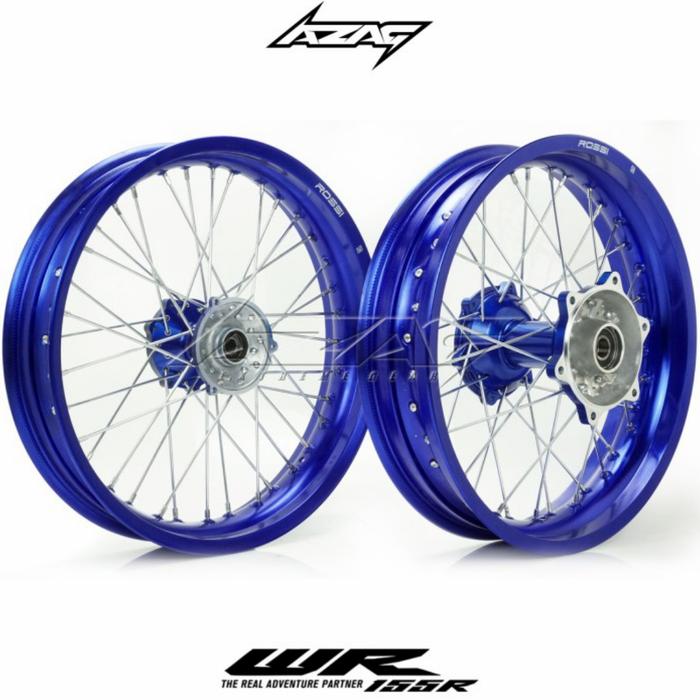 VELG SET YAMAHA WR 155 TROMOL WILWOOD FULL BLUE RING ROSSI 300/350-17