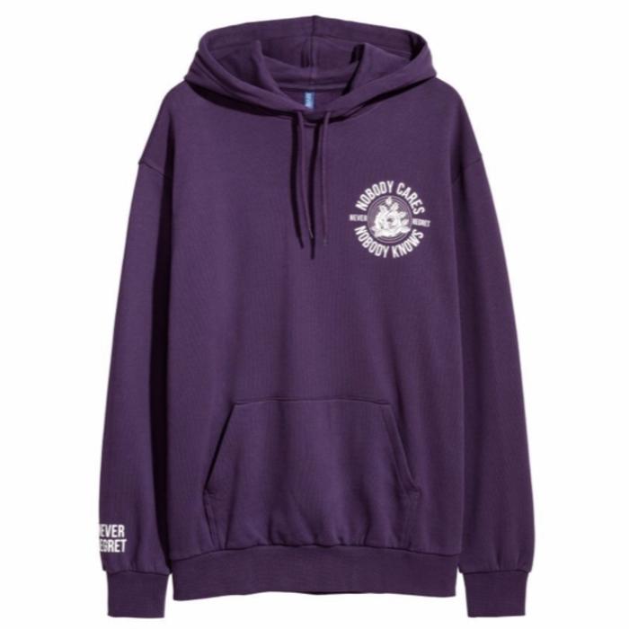 H&M NEVER REGRET NOBODY CARES NOBODY KNOWS HOODIE SWEATER JACKET HNM