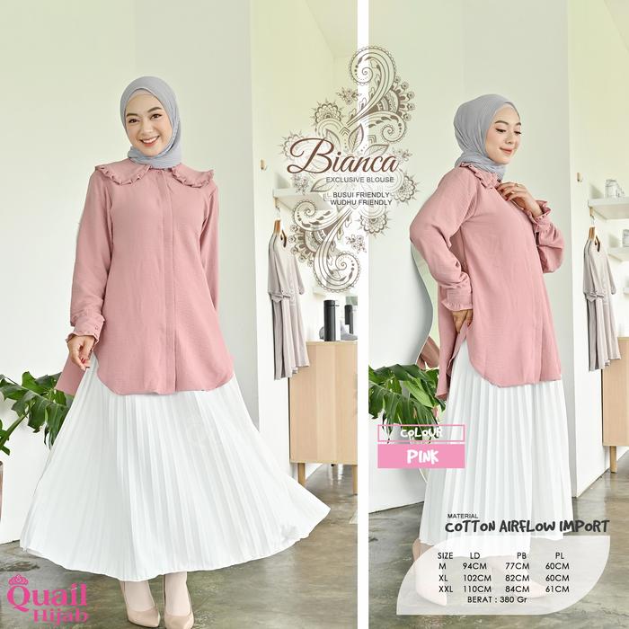 Blouse Atasan Muslim Wanita Katun Airflow Original Quail Hijab BIANCA