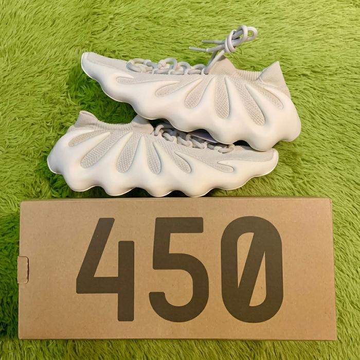 Original 100% Adidas Yeezy 450 Cloud White + Yeezy Slide Pure