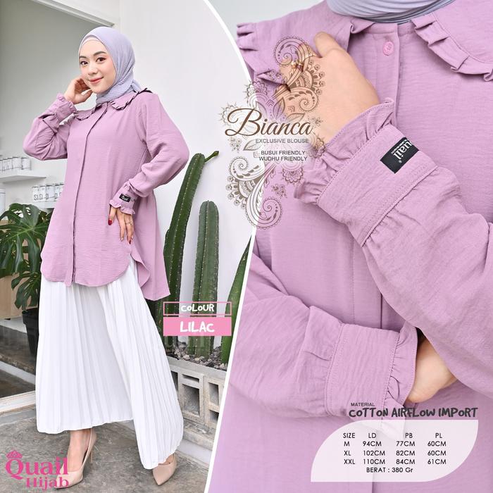 BIANCA BLOUSE Daily blouse simple busui Quail Hijab bahan ironless