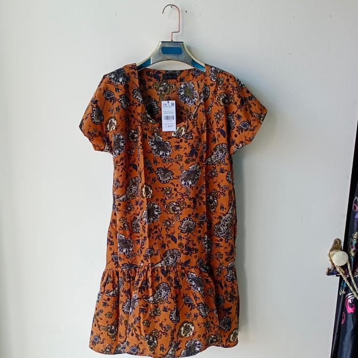 Lowrys Farm/Tunik Sifon Motif Bunga Import/Mini Dress wanita Vintage