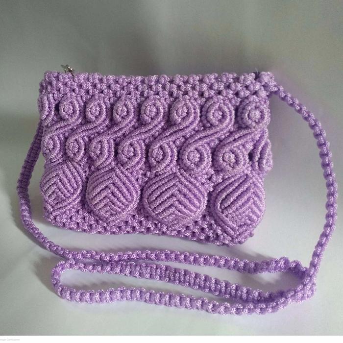 Tas Tali Kur motif daun macrame