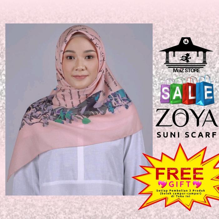 Zoya Jilbab Segi Empat Motif Suni Scarf Promo Murah Mewah Modern Zoya