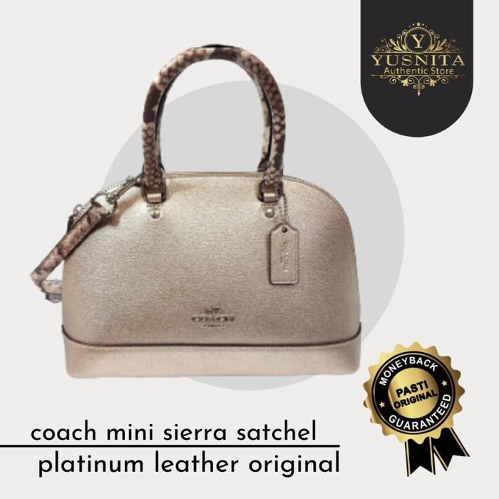 tas wanita coach mini sierra satchel platinum leather f38057 original