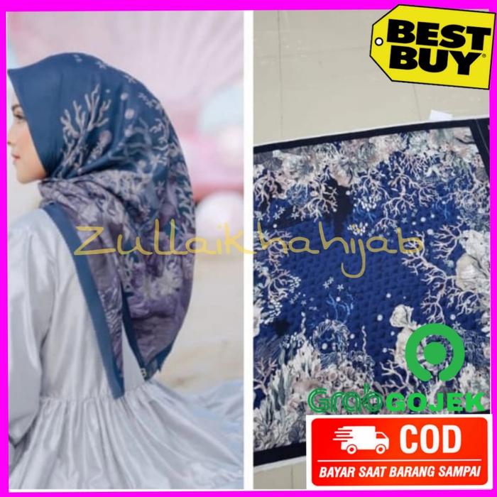 Zullaikhahijab Jilbab Segi Empat motif Mermaid Bukan Buttonscarves ori
