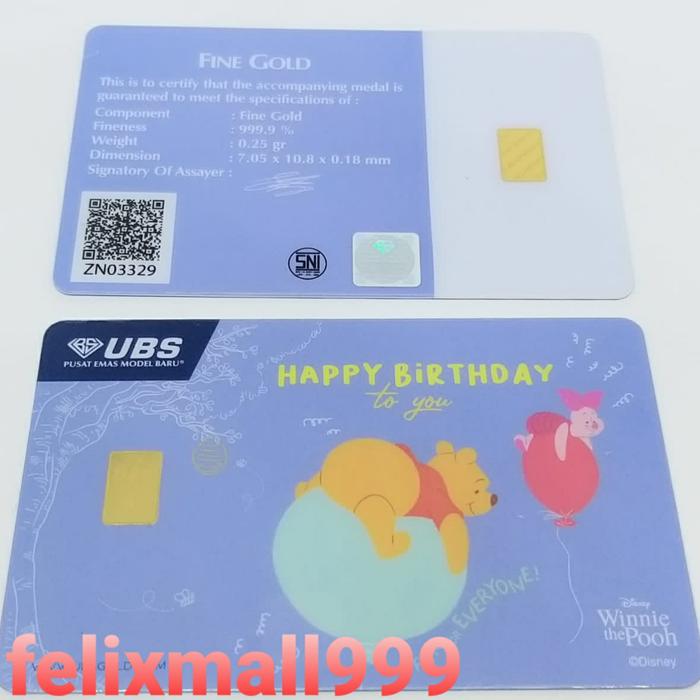 GIFT SERIES UBS DISNEY 0.25 GR HAPPY BIRTHDAY POOH