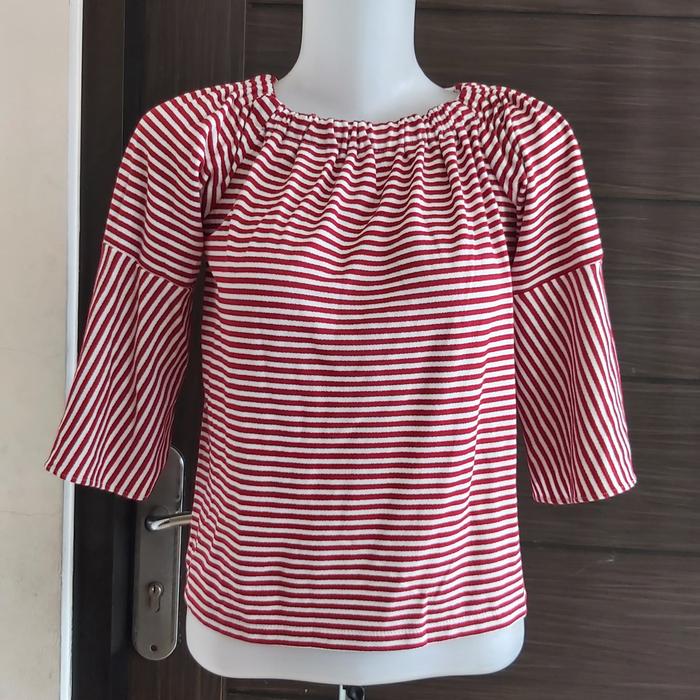 blus remaja salur merah pl