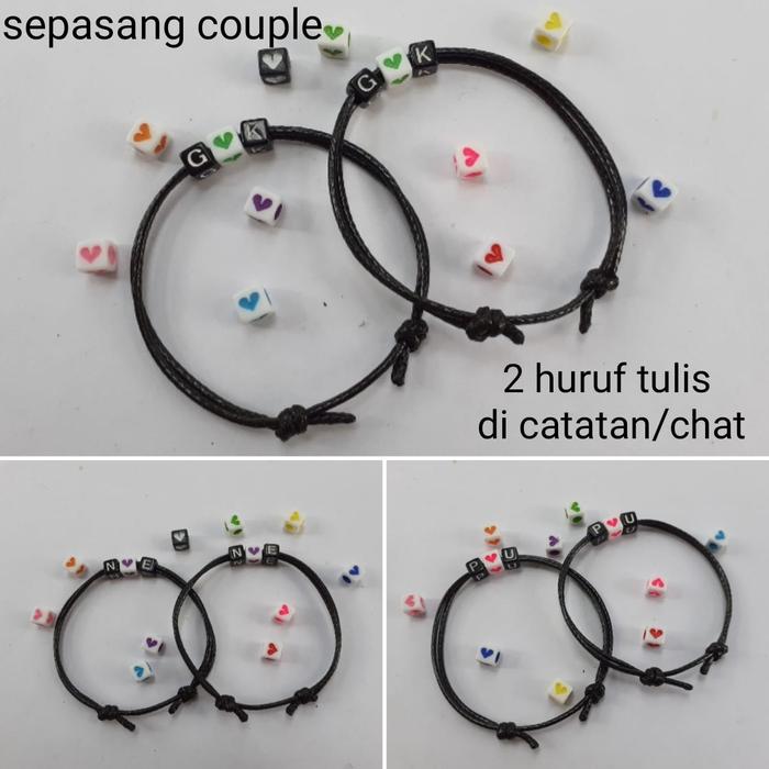 Gelang inisial huruf love couple tali korea