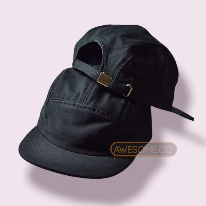 TOPI 5 PANEL HITAM POLOS / TOPI DISTRO POLOS HITAM FREE STICKER