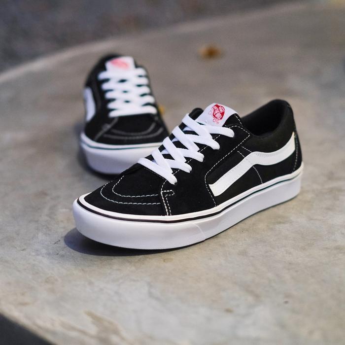 VANS SK8 LOW COMFYCUSH BLACK WHITE 100% ORIGINAL RESMI PT NAVYA