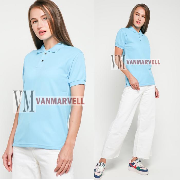Kaos Polo Shirt Polos Soft Blue - Kaos Polos Berkerah Biru Muda