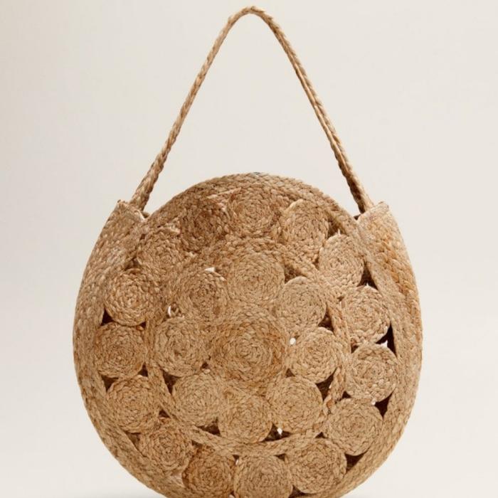 mango straw wicker tote bag
