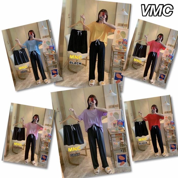 MNC PIYAMA 3 IN 1 IMPORT PREMIUM BY LEISURE WEAR MNC KUALITAS HIGH QUALITY ATASAN WARNA POLOS BAWAHA