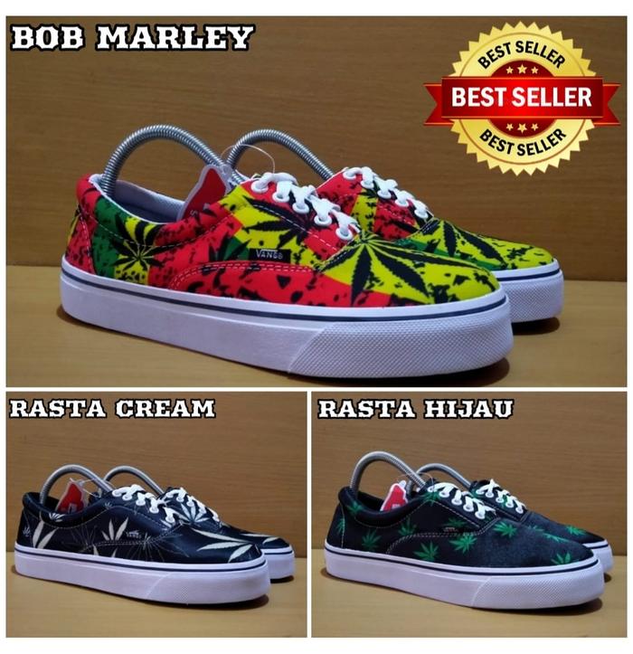 SEPATU VANS AUTHENTIC CASUAL OLDSKOOL BOB MARLEY RASTA HIJAU CREAM