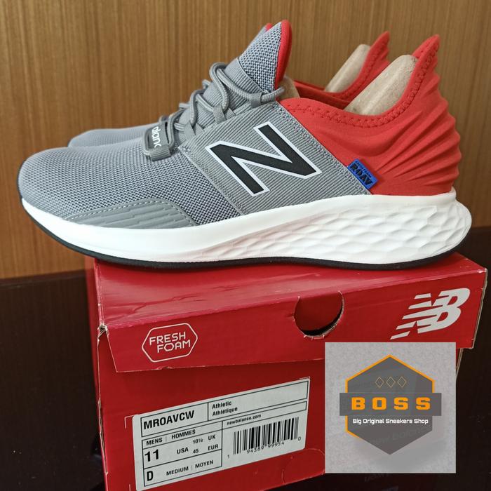 NEW BALANCE Fresh Foam ROAV Grey Red Sneakers 100% ORIGINAL BNIB