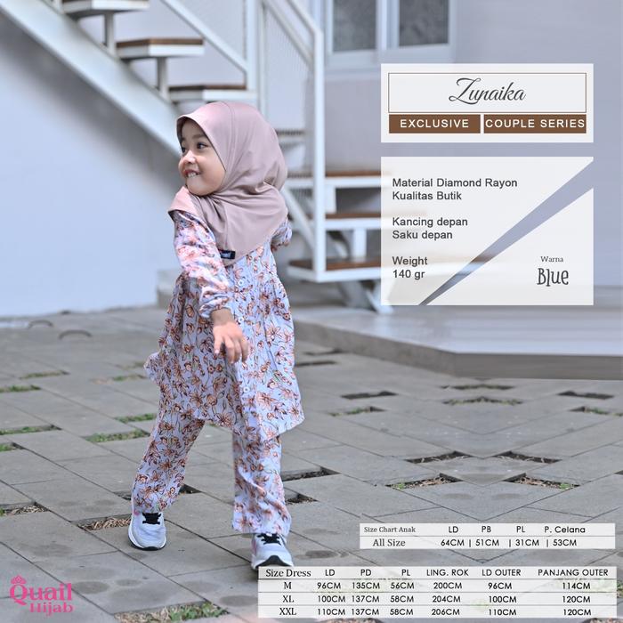 ZUNAIKA SET ANAK Baju Tunik Quail Hijab Bahan Rayon