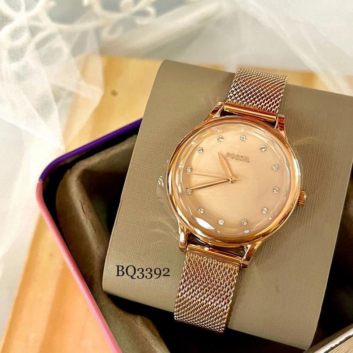 FOSSIL BQ3392 Laney Three-Hand Rose Gold-Tone Stainless Steel Watch