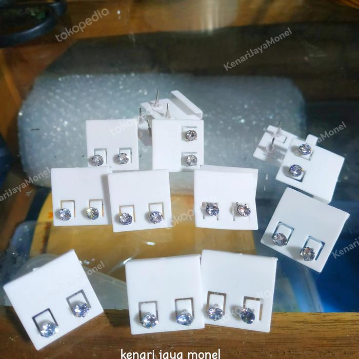 Anting tindik permata diamond swarovski monel original