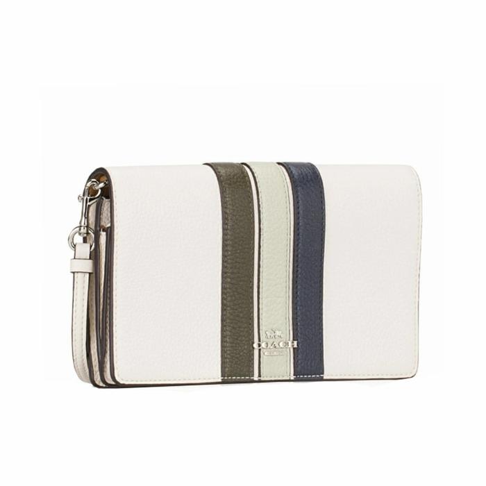 Coach 2632 Anna Foldover Crossbody with Varsity Stripe Chalk