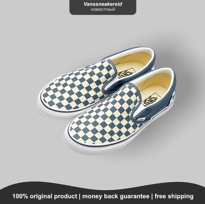 VANS SLIPON CLASSIC CHECKERBOARD BLUE MIRAGE ORIGINAL